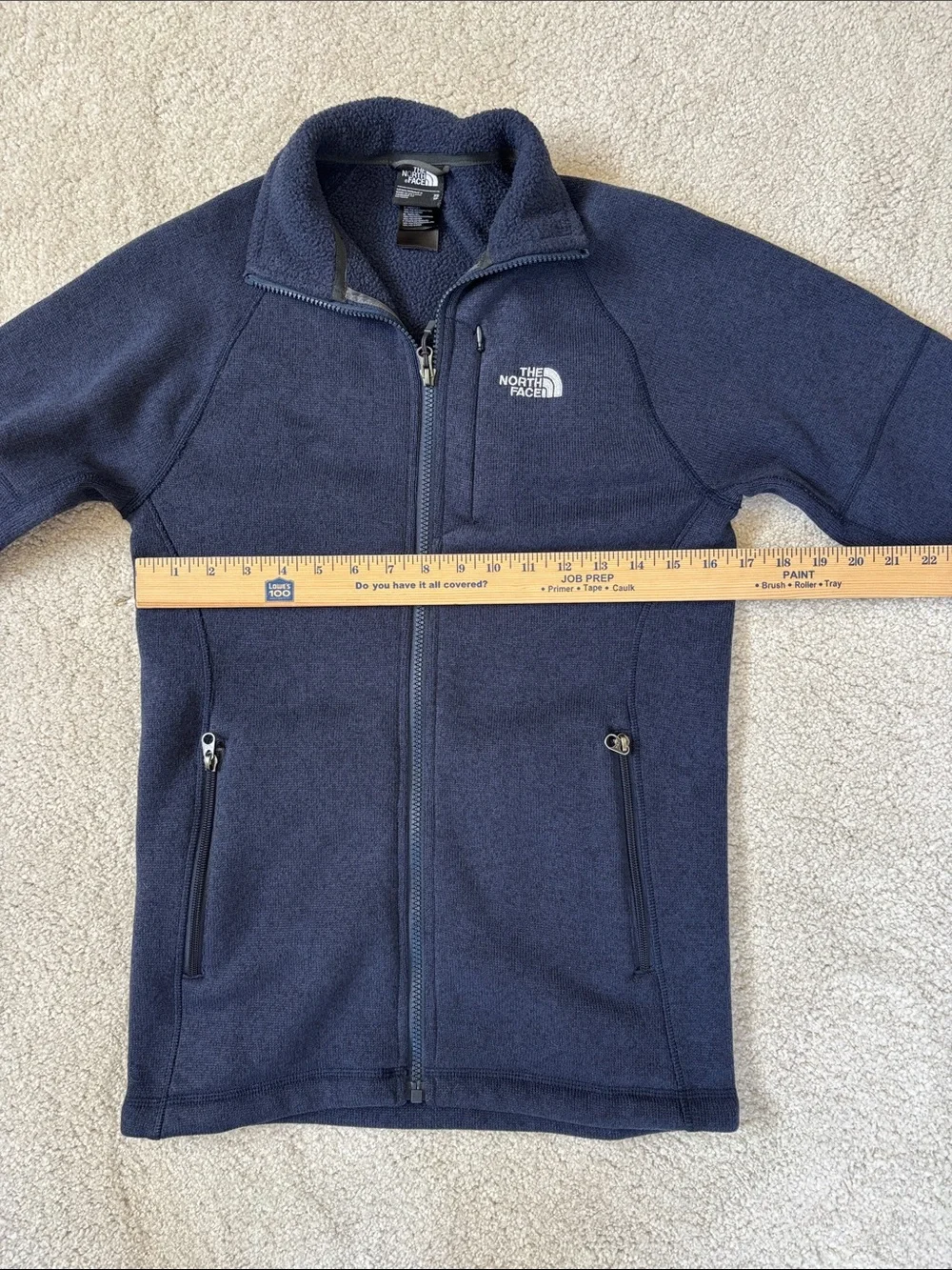 North Face Gordon Lyons Sweater Jacket Full Zip Fleece Navy Blue Pockets Mens XS